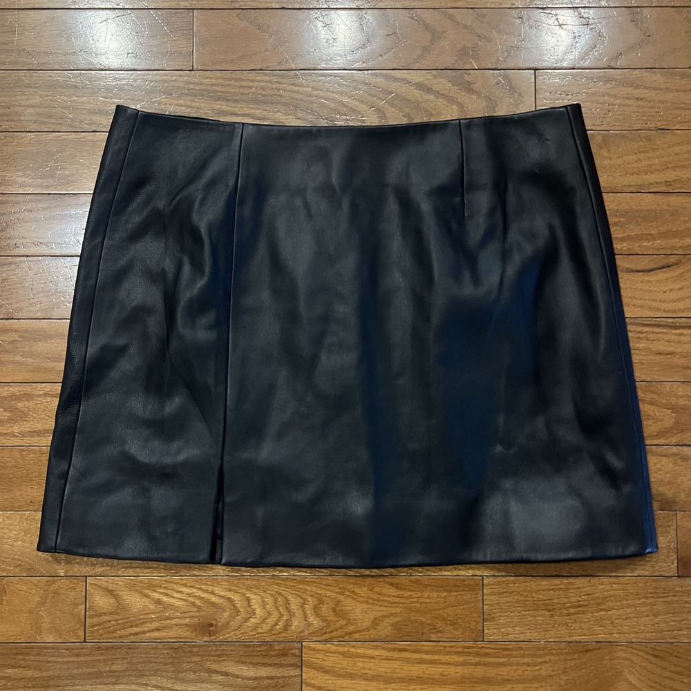 Madewell Leather Mini Skirt Women's 8 US 8 Black Lamb Leather High Rise NN084